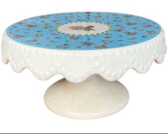 Raro soporte para pasteles Mary Engelbreit Vintage con estampado floral de cerámica de 25 cm (10 pulgadas)