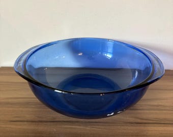 Kobaltblaue Vintage Rührschüssel aus Pyrexglas - 1990er Jahre Küchendeko
