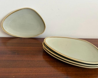 Platos de postre vintage Arcoroc France de cristal, con forma de bellota, juego de 4