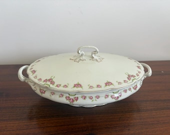 W.H. Grindley & Co. England Antique Covered Casserole Dish Roses Vintage Serving Dish
