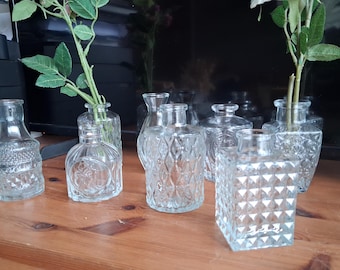 Wedding glass bud vases table decorations set of 10 mixed vareity