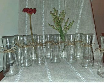 Jarrones de cristal para bodas con forma de botella, decoración de mesa. Juego de 12 centros de mesa.