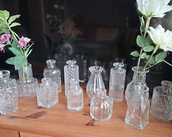 Wedding bud glass vases table centrepieces set of 12 mixed varieties