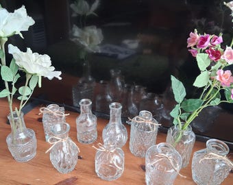 Wedding glass bud vases table decorations set of 12 mixed varieties