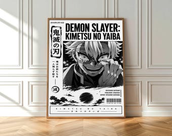 Demon Slayer Poster – Kimetsu no Yaiba Anime Wall Art, Dark Manga Print, Anime Room Decor, Sanemi Shinazugawa Poster