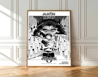 Jujutsu Kaisen Poster – Dark Anime Wall Art, Manga Style Print, JJK Anime Decor, Black and White Aesthetic Poster