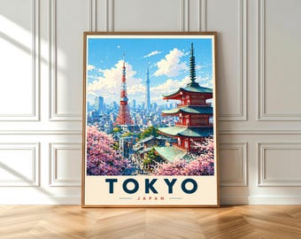 Tokyo Cityscape Art Print, Japan Travel Poster, City Skyline Art Print