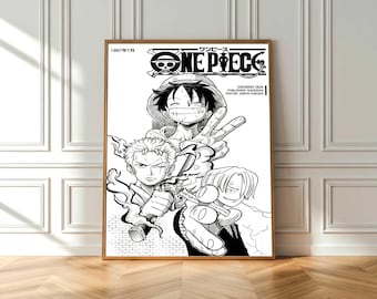 Anime/Manga Pirate Poster, Monkey D. Luffy, Shonen Art, Minimalist Wall Decor, One Piece Wall Art, Anime Wall Art Print, Room Poster