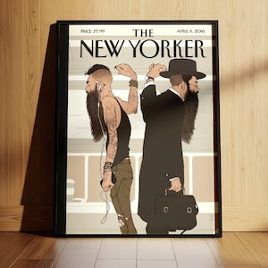 New Yorker-affisch, judisk tunnelbaneväggkonst, illustration av hasidisk man, omslagstryck av tidskriften New York, rumsinredning i urban mode bild 5
