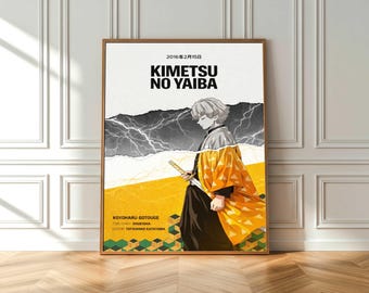 Anime Poster – Kimetsu no Yaiba Zenitsu Wall Art, Demon Slayer Anime Print, Lightning Aesthetic Poster, Manga Style Wall Decor