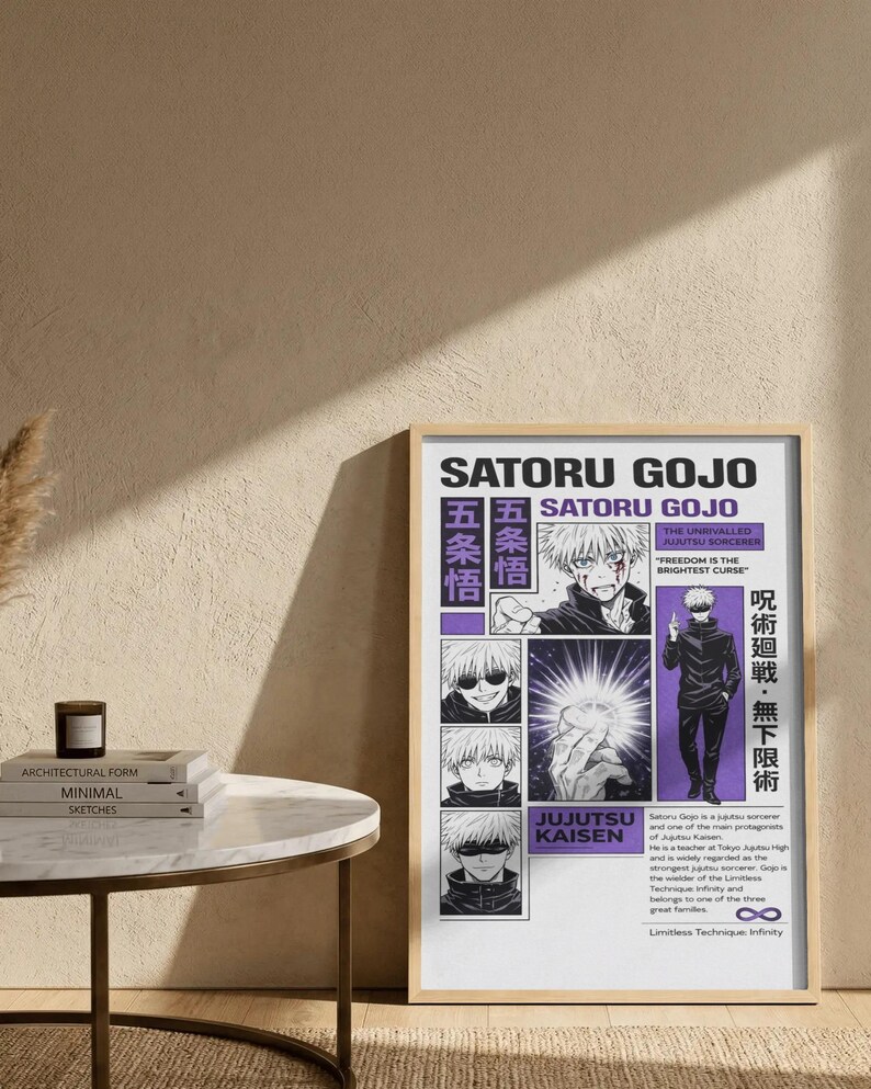 Gojo Boder Gojo Satoru Poster – Jujutsu Kaisen Wall Art, Minimalist Manga Wall Art ...
