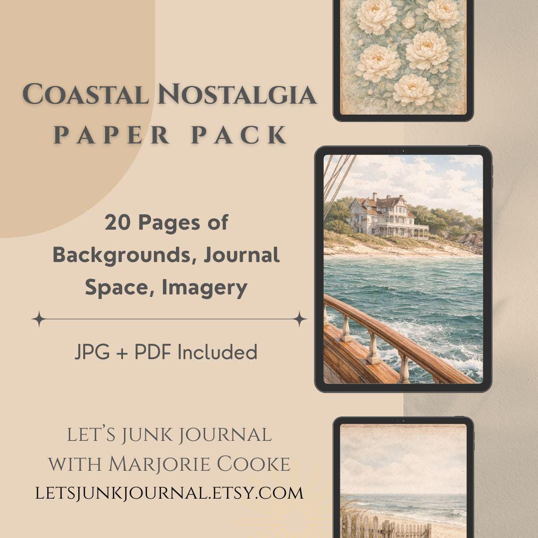 Coastal Junk Journal Paper Pack | Vintage Beach Lighthouse Nautical Kit ...