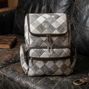 Patchwork Cowhide Hair-on Backpack | Minimalist Travel Shoulder Bag
