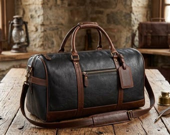 Cow Full Grain Leather Duffle Bag | Western Vintage Weekender Overnight Travel Duffel | Leather Gym Unisex Bag