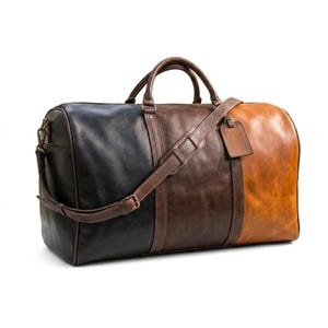 Patchwork Full Grain Leather Duffle Bag | Western Vintage Weekender Overnight Travel Duffel