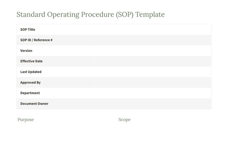 Standard Operating Procedure Template, Business Workflow Process ...
