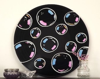 Vinyl Wall Decor Bubbles – Handgemachte Schallplatten Kunst – Modern Wall Art – Geschenk Idee – Minimalistische Wanddeko