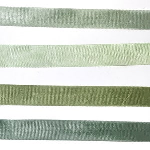 8 yards -8 yards rayon woven edge green  ribbon seam binding crinkle ribbon  2 yards each color .