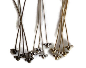 12 fancy tip head pins bronze