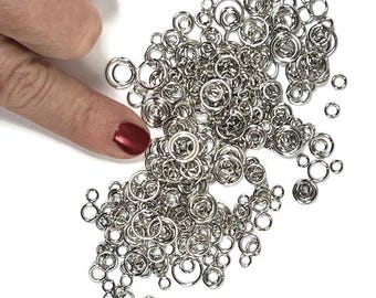 1/2 OZ, zilveren ringmaatmix, messing open stijl, maten 4-10 mm,