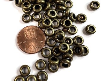 24  Donut Spacer Beads , antique bronze large  7 mm with 4mm hole