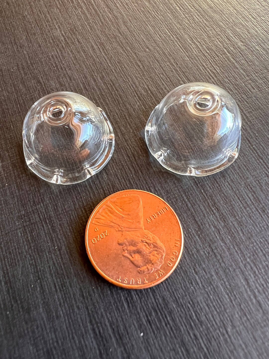 2 Hand Blown Clear Glass Bead Caps Etsy