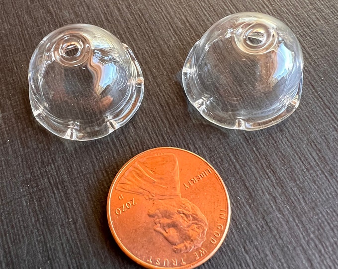 2 Hand Blown Clear Glass Bead Caps Etsy