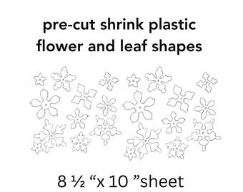 2 Bögen, DIY Shrink Plastik ausgeschnittene Blumenformen julie haymaker's Schrinkets, 40 Formen