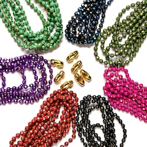 3 yards, small  ball chain in colors with connectors