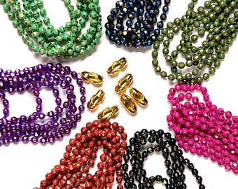 3 Meter, kleine Kugelkette in bunten Farben mit Verbindern