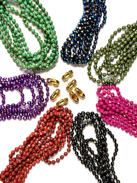 3 Yards, Small Ball Chain in Colors With Connectors - Etsy