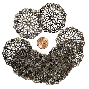 10, filigree round joiners in antique  bronze