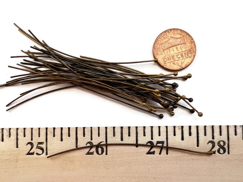 30 Ball Headpins – Solid Brass, Silver, Bronze, Copper Wire Wrapping ...