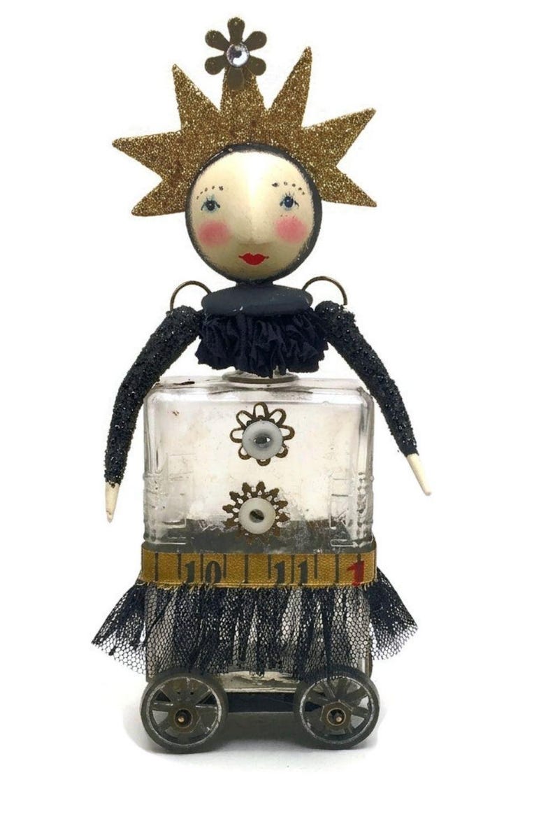 Kit de técnica mixta para muñecas modificadas, clase de arte con botellas vintage, diseños de Julie Haymaker imagen 3