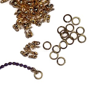 20, ball chain gold bead end tips with  jump rings