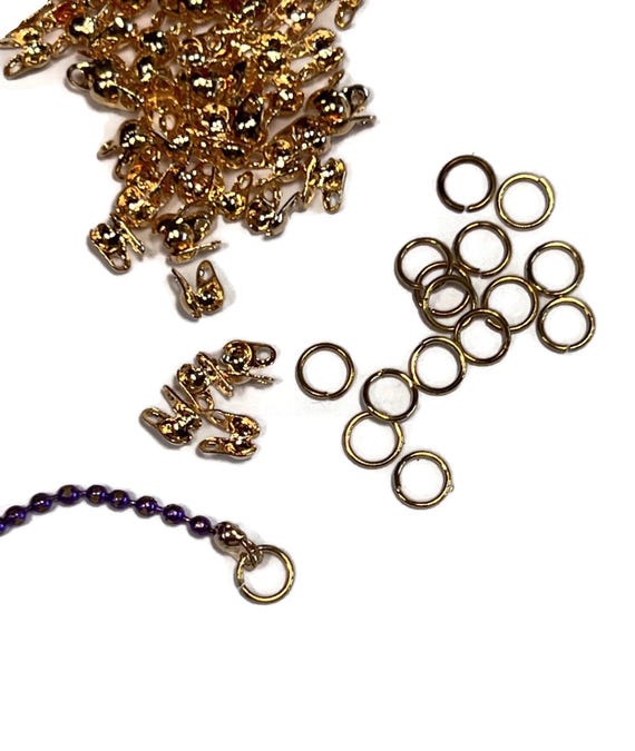 20, Knot Covers for , for Ball Chain or Bead Stringing, Gold Brass