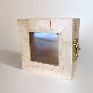 Small shadow box, glass window door ,brass hinge and latch