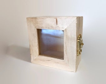 Small shadow box, glass window door ,brass hinge and latch