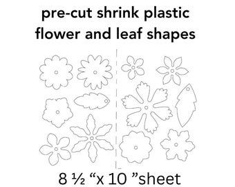 2 Blätter, Schrumpfplastik-Blumenformen zur Verwendung mit den Shrinkets-Perlenformen, 24 Formen