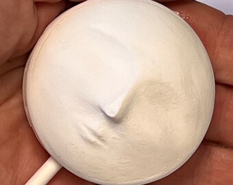 DIY doll head Mixed media  ready to alter form , 2 " round , hand cast plaster, flat back