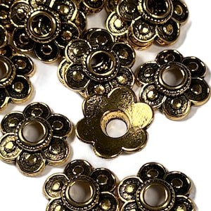 30, golden bead caps with large 3mm  hole ,14,mm