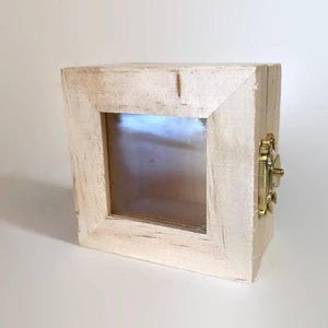 Small Wood Shadow Box Frame: Glass Door Miniature Showcase DIY Craft Project (2.75" x 2.5")