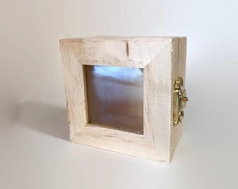 Small Wood Shadow Box Frame: Glass Door Miniature Showcase DIY Craft Project (2.75" x 2.5")