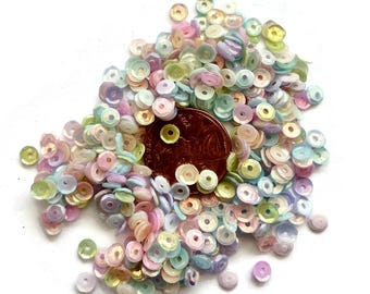 tiny sequins,  pastel color mix, 4mm. 1/4 oz