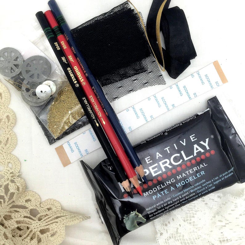 Kit de técnica mixta para muñecas modificadas, clase de arte con botellas vintage, diseños de Julie Haymaker imagen 5