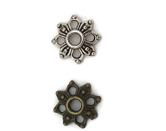 30-small filigree Bead Cap , 9mm silver or bronze