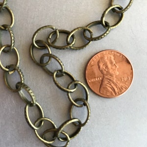 bronze jewelry chain open oval link by the yard