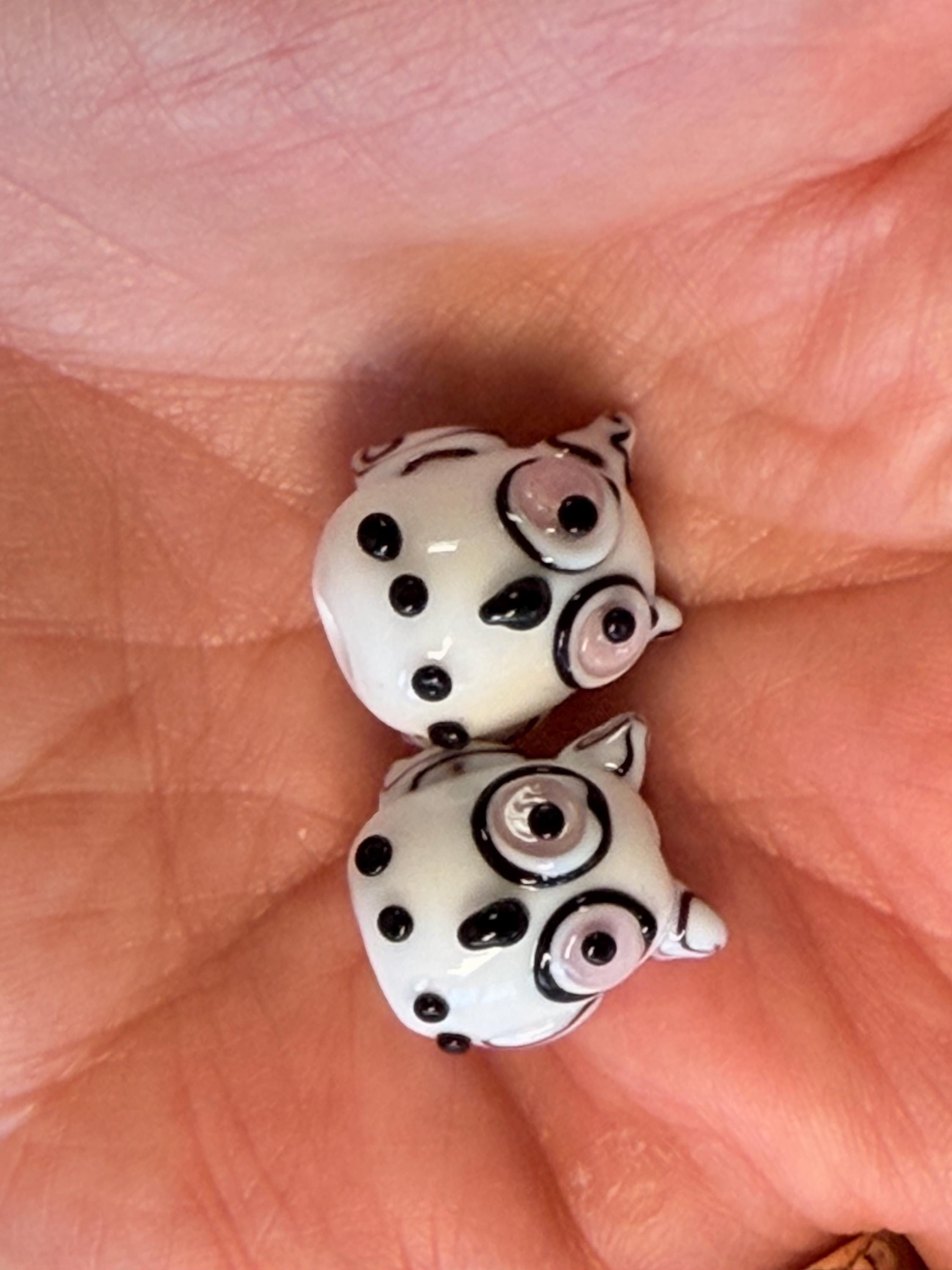2, owl bead. glass lamp work