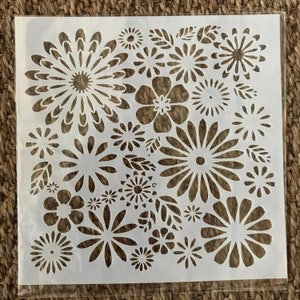 Flower Stencil, Plastic Template, Flower Template, Painting Stencil, Drawing Stencil, Multiple Flowers Styles, Reusable, 5 inch.