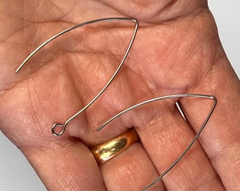 Steel Earring Hooks Silver Surgical Ear Wires 5 Pairs with Looped Ends